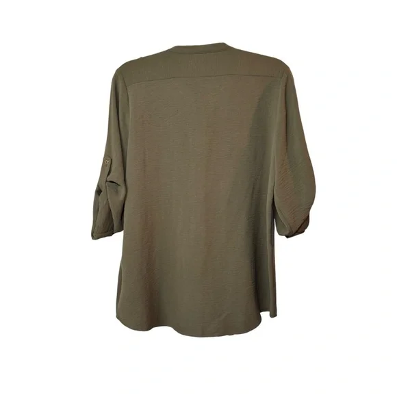 Calvin Klein Olive Green Utility Button-Up Shirt with Silver Buttons M NWT - Picture 8 of 10